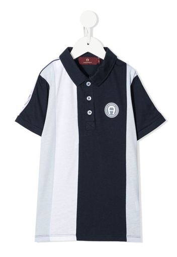 Aigner Kids logo-patch striped polo shirt - Blau