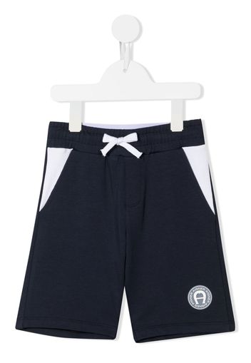 Aigner Kids logo-patch cotton shorts - Blau