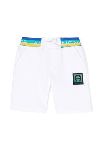 Aigner Kids logo-patch cotton track shorts - Weiß