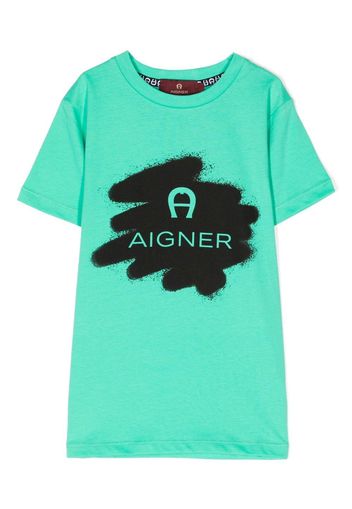 Aigner Kids logo-print cotton T-shirt - Grün