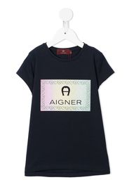 Aigner Kids logo cotton T-shirt - Blau
