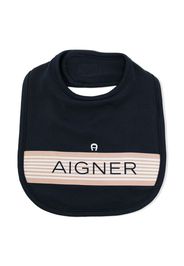 Aigner Kids logo-stripe print bib - Blau