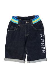 Aigner Kids embroidered-logo denim shorts - Blau