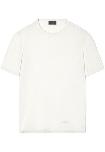 Alanui frayed-trim linen T-shirt - Nude