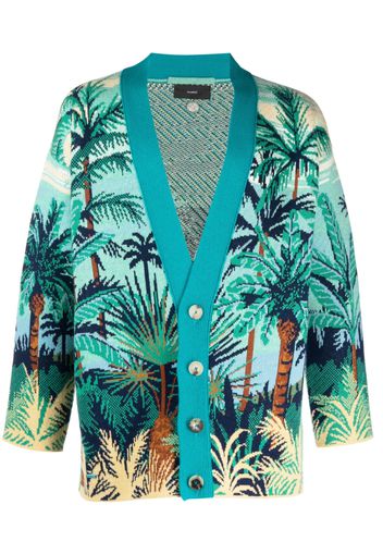 Alanui palm tree-print cashmere cardigan - Blau