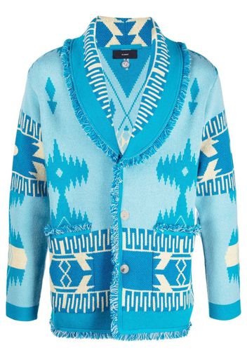 Alanui cotton-linen jacquard cardigan - Blau