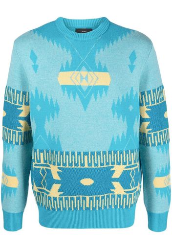 Alanui Icon jacquard-knit virgin wool jumper - Blau