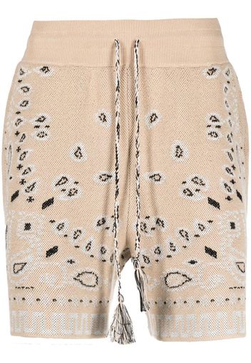 Alanui Shorts aus Pikee mit Bandana-Print - Nude