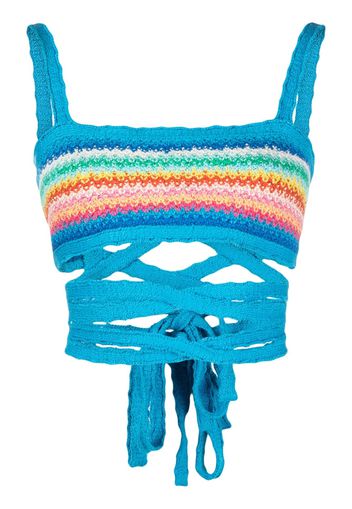 Alanui Over The Rainbow knitted bra - Blau