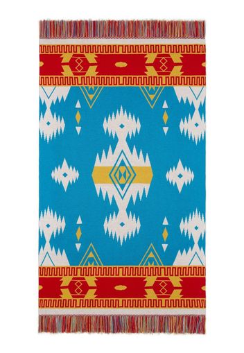 Alanui Icon jacquard-knit fringed blanket - Blau