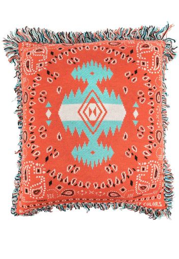 Alanui Bandana Jacquard fringed pillow - Orange