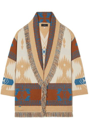 Alanui wool graphic-jacquard cardigan - Braun