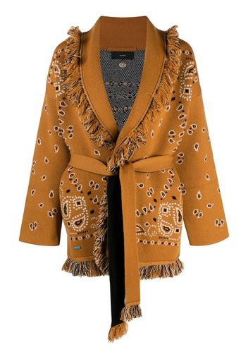 Alanui Icon bandana-jacquard belted cardigan - Nude