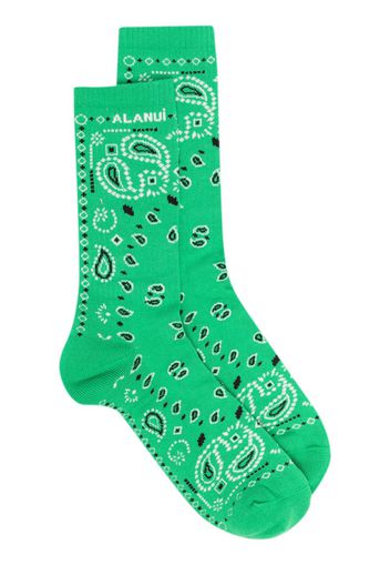 Alanui bandana jacquard-knit socks - Grün