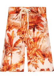 Alanui Badeshorts mit Palmen-Print - Orange