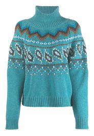 Alanui virgin wool jacquard high-neck jumper - Blau