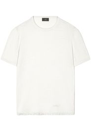 Alanui frayed-trim linen T-shirt - Nude