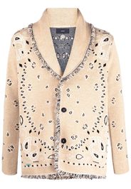 Alanui bandana-print jacquard knitted cardigan - Nude