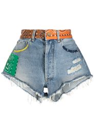 Alanui California bandana-print denim shorts - Blau