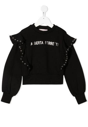 Alberta Ferretti Kids Sweatshirt mit Volants - Schwarz