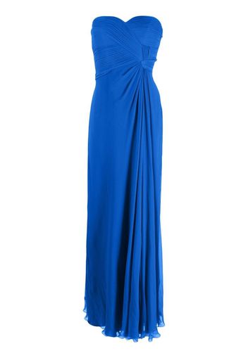 Alberta Ferretti strapless draped-detail silk gown - Blau