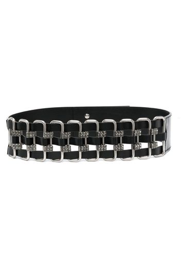 Alberta Ferretti crystal-embellished interwoven leather belt - Schwarz