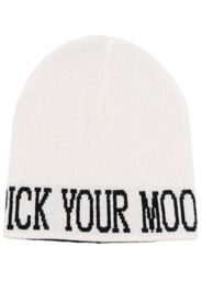 Alberta Ferretti slogan-print knitted beanie - Weiß