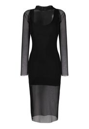 Alchemy Semi-transparentes Midikleid mit Stehkragen - Schwarz