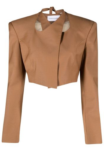 Aleksandre Akhalkatsishvili halterneck cropped blazer - Braun