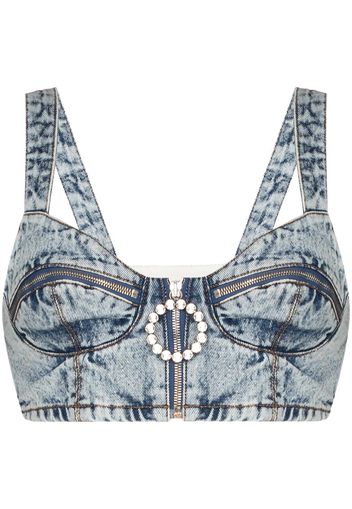 Alessandra Rich Bustier mit Kristallen - Blau