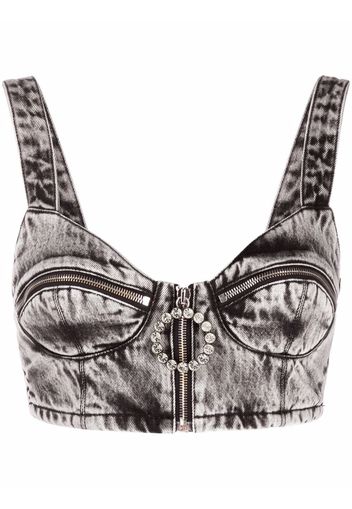 Alessandra Rich Klassisches Bustier-Jeanstop - Grau