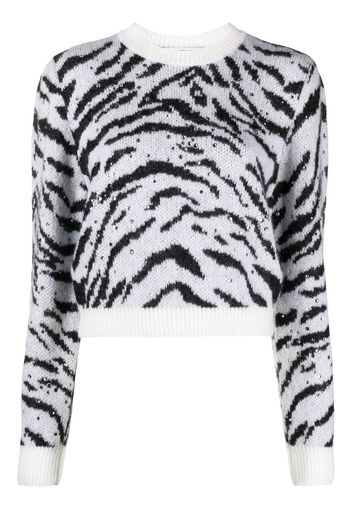 Alessandra Rich zebra intarsia knitted sweater - Weiß