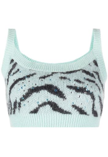 Alessandra Rich zebra intarsia-knit cropped top - Blau