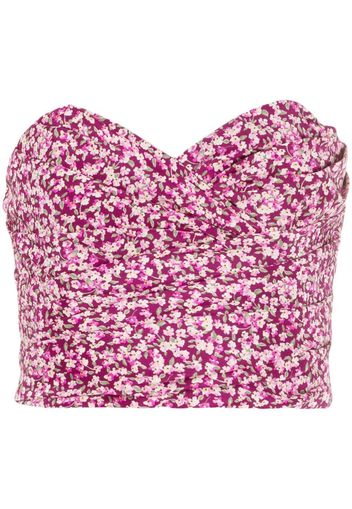 Alessandra Rich floral-print bustier top - Rosa