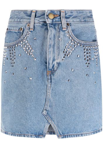 Alessandra Rich rhinestone-embellished denim skirt - Blau