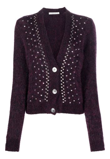 Alessandra Rich crystal-embellished knitted cardigan - Violett