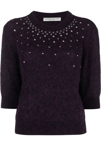 Alessandra Rich studded knitted top - Violett