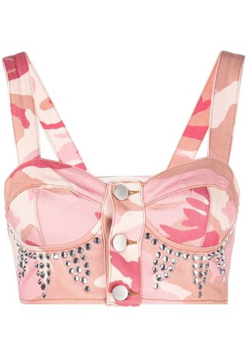 Alessandra Rich crystal-embellished bustier top - Rosa