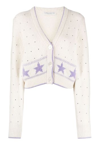 Alessandra Rich rhinestone cropped V-neck cardigan - Weiß