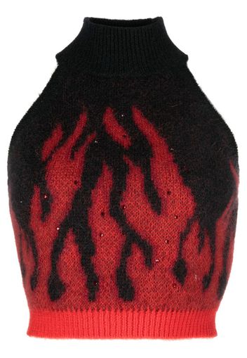 Alessandra Rich intarsia-knit sleeveless cropped jumper - Schwarz