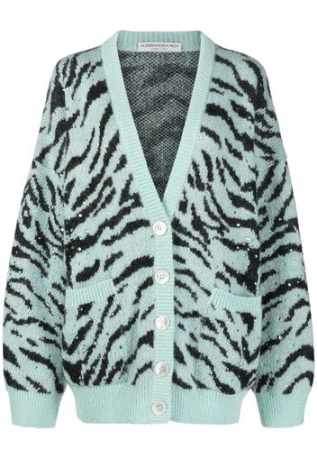Alessandra Rich zebra-print knit cardigan - Grün
