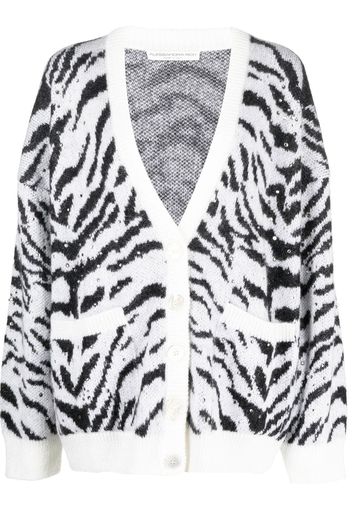 Alessandra Rich zebra-print knit cardigan - Weiß