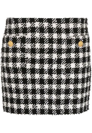 Alessandra Rich check-pattern tweed miniskirt - Schwarz