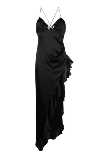 Alessandra Rich ruffle-trimmed silk gown - Schwarz