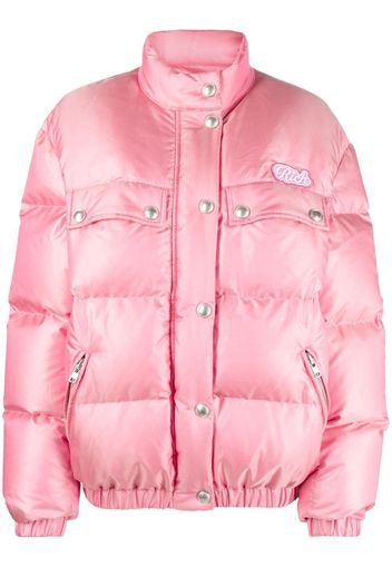 Alessandra Rich padded logo patch puffer jacket - Rosa