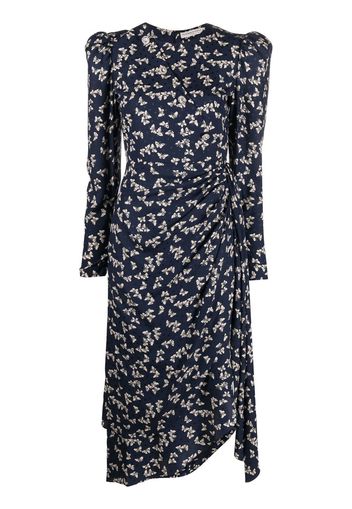 Alessandra Rich butterfly-print draped midi dress - Blau