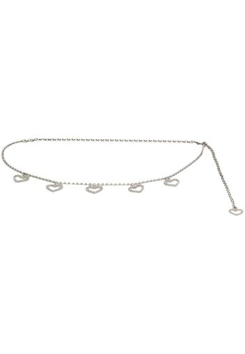 Alessandra Rich heart charm crystal necklace - Silber