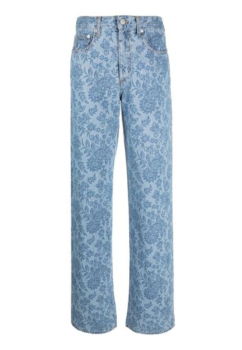 Alessandra Rich floral-print wide-leg jeans - Blau