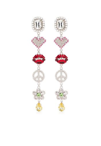 Alessandra Rich crystal charm drop earrings - Silber