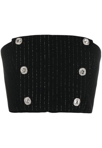 Alessandra Rich pinstripe crystal-embellished crop top - Schwarz